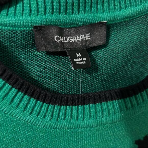 Anthropologie Calligraphie Scottie Dog Novelty Sweater Christmas Green NWT sz M - Picture 4 of 9